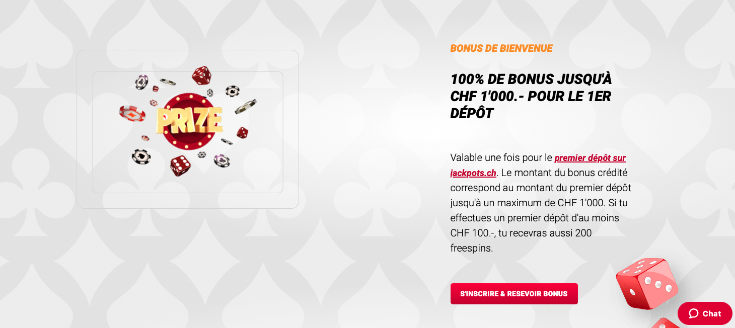 Jackpots.ch casino bonus de bienvenue