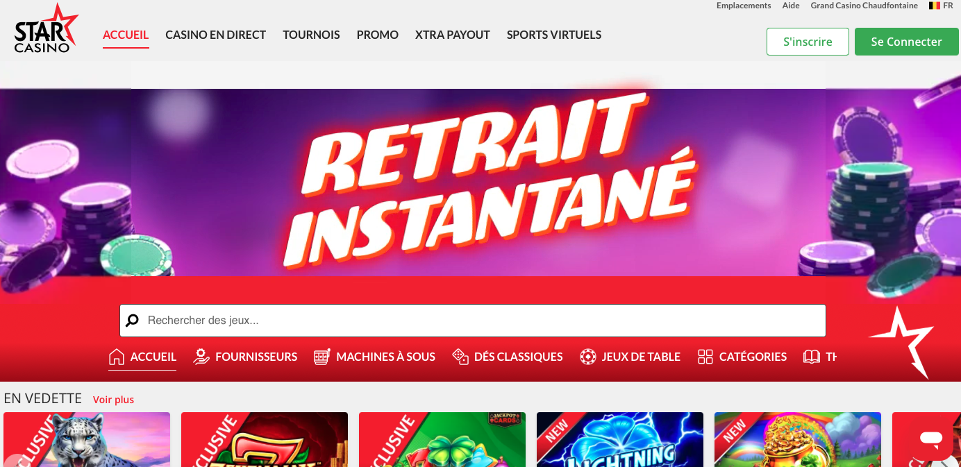 StarCasino belgique homepage