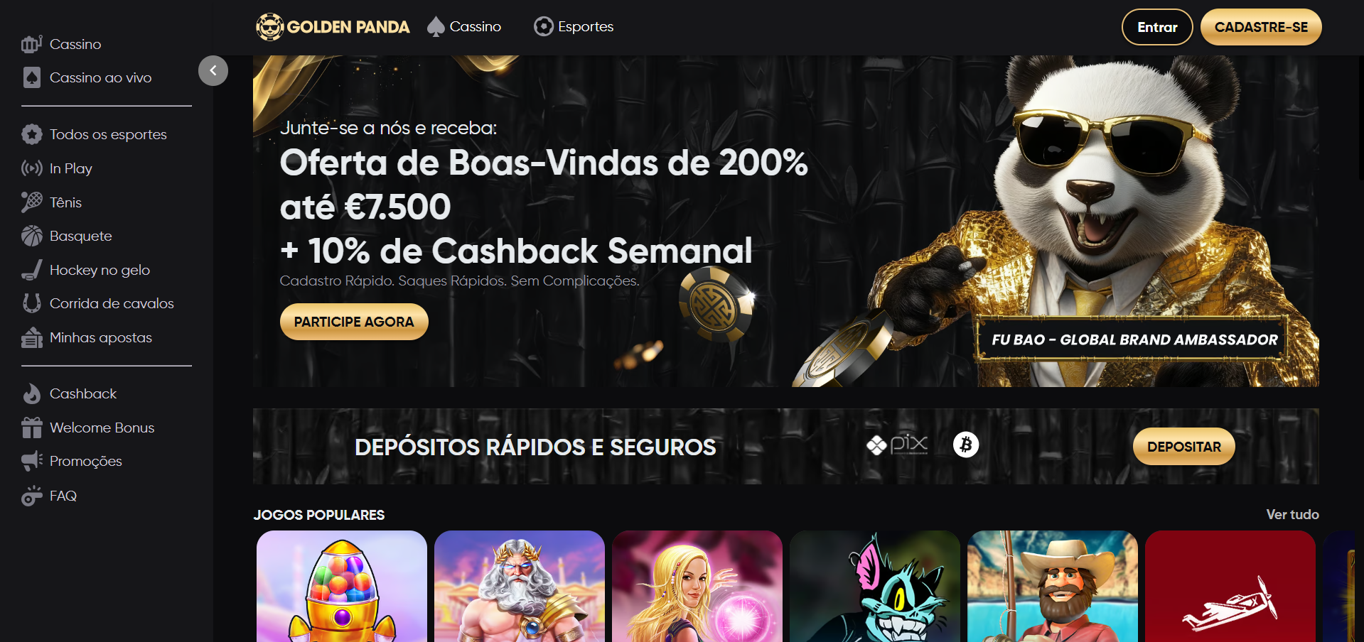 Apostas online - Golden Panda Homepage