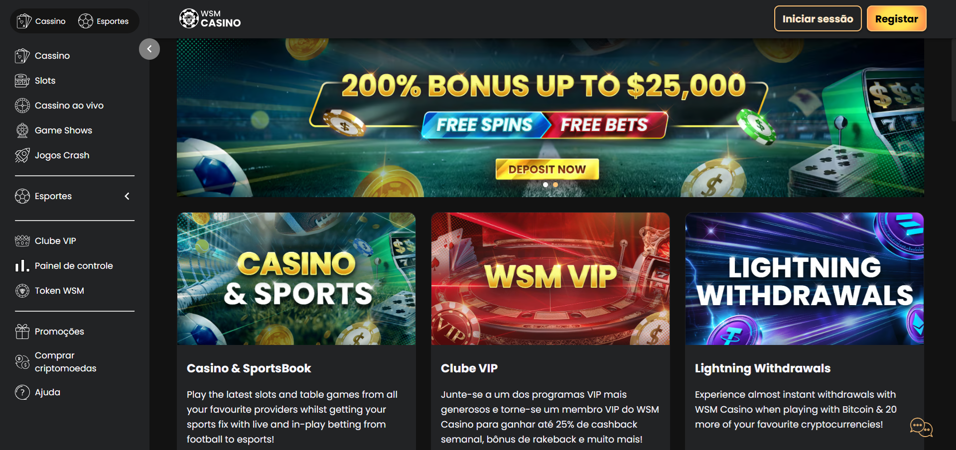 Apostas online - WSM Casino Homepage