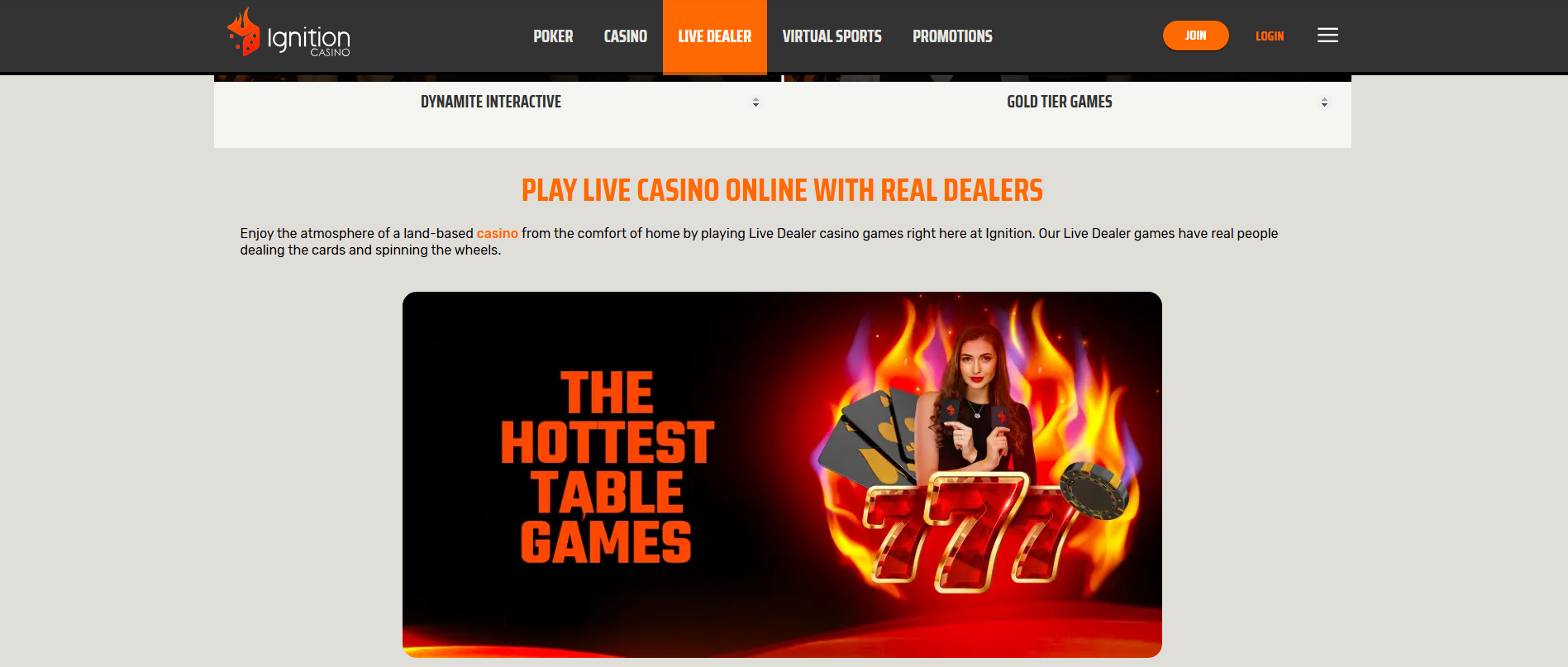 Ignition Casino Live Dealer Casino