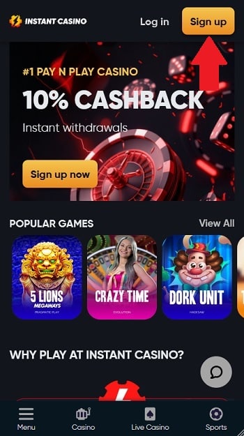 Inregistrare Instant Casino