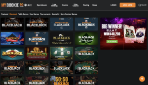 MyBookie Casino for online blackjack real money