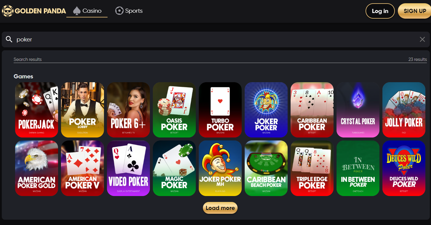 Online poker na Golden Panda