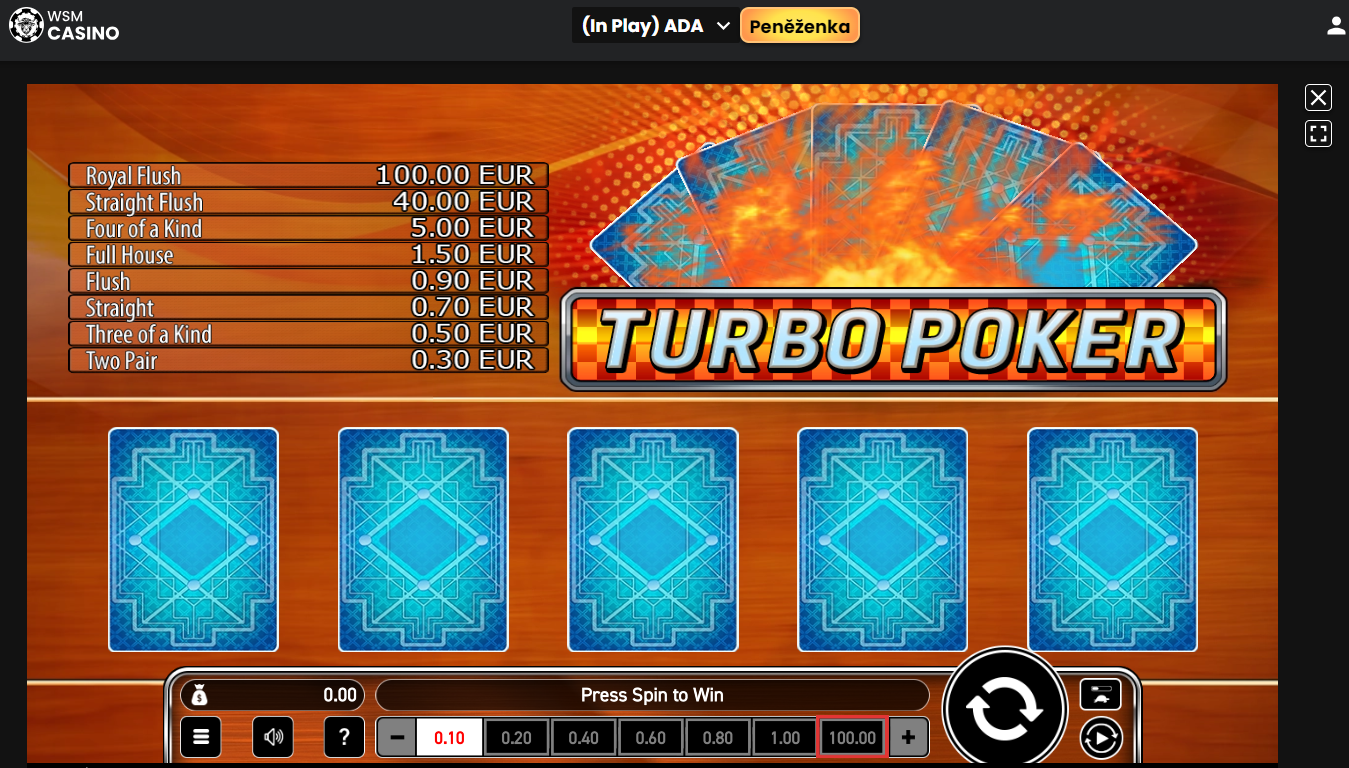 Turbo poker na WSM casinu