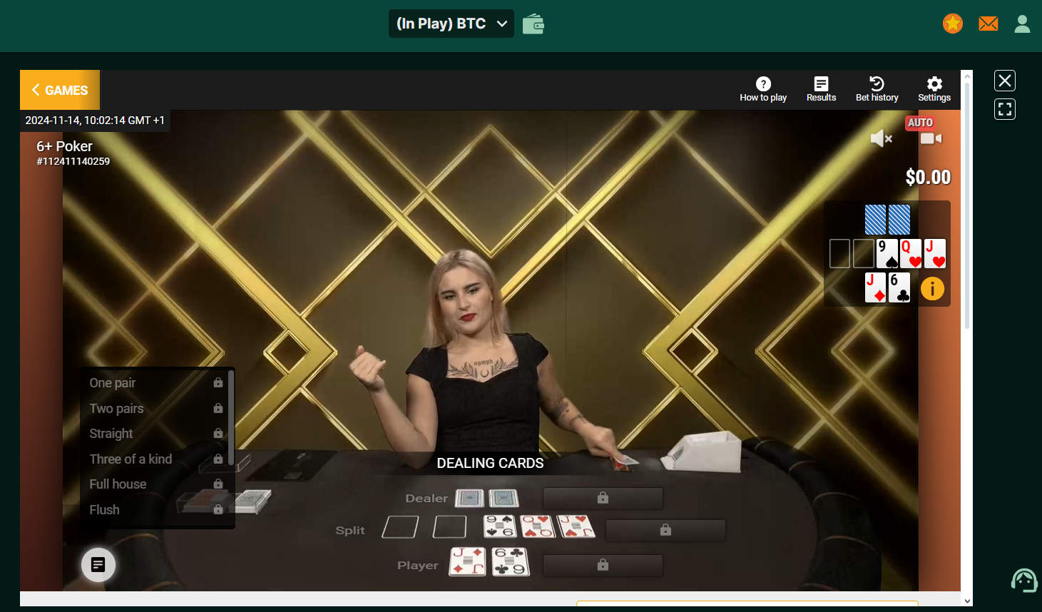 Live poker na TG.casino